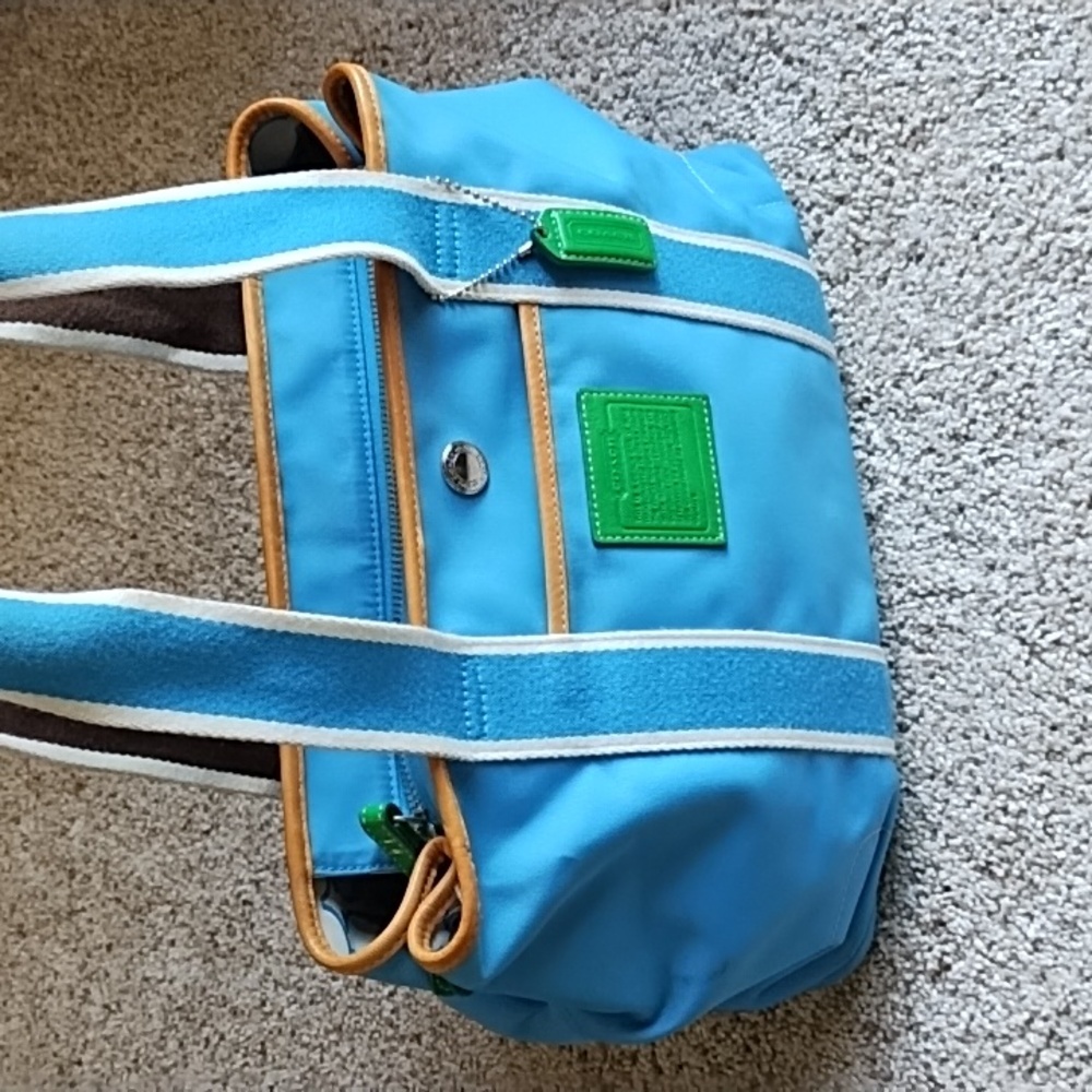 Coach L05U-IR5656 Green Blue Teal fabric bag purse handbag